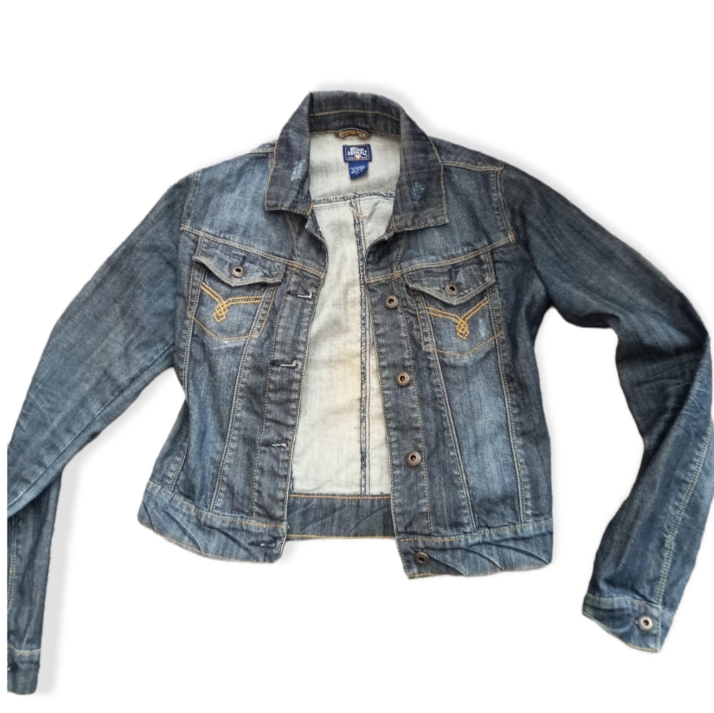New blue asphalt denim jean jacket Size small y2k era